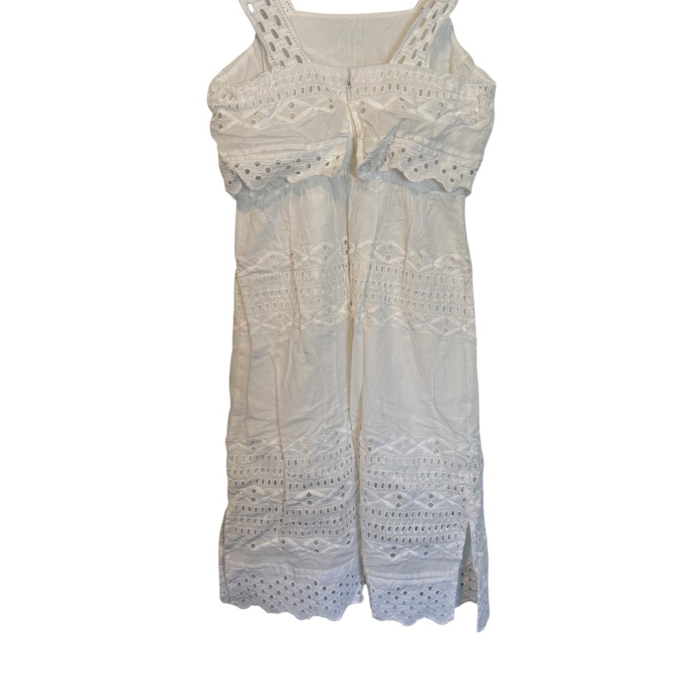 J. Crew 02 White Eyelet Lace Lined Sleeveless Knee Length Sheath Tank Dress - Picture 3 of 10